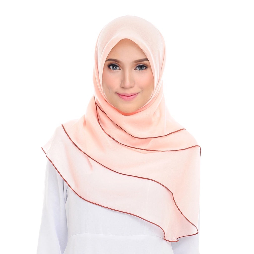 Tudung Bawal Maira Ruffle - Light Peach