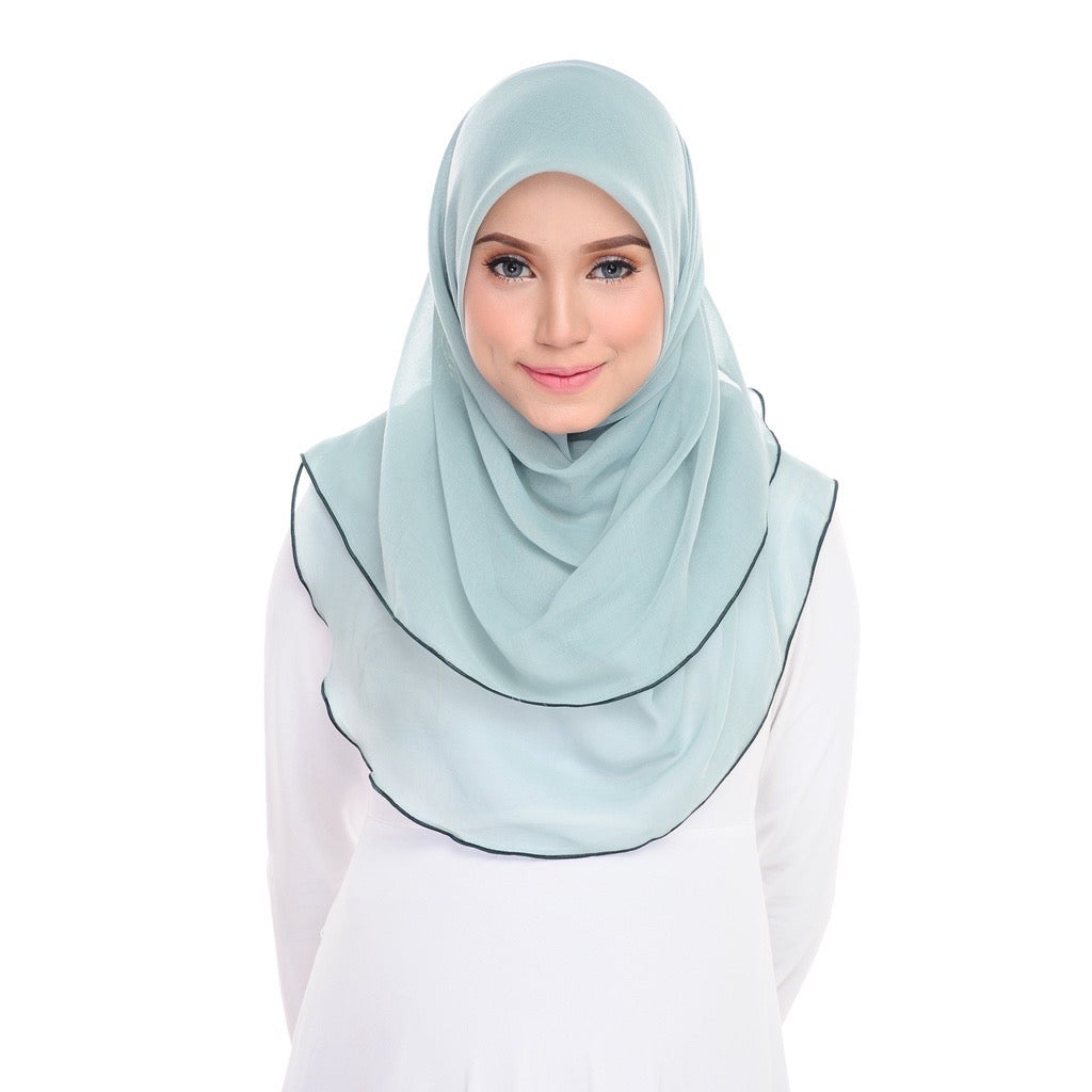 Tudung Bawal Maira Ruffle - Dusty Mint