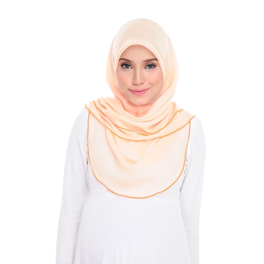 Tudung Bawal Maira Ruffle - Tender Peach