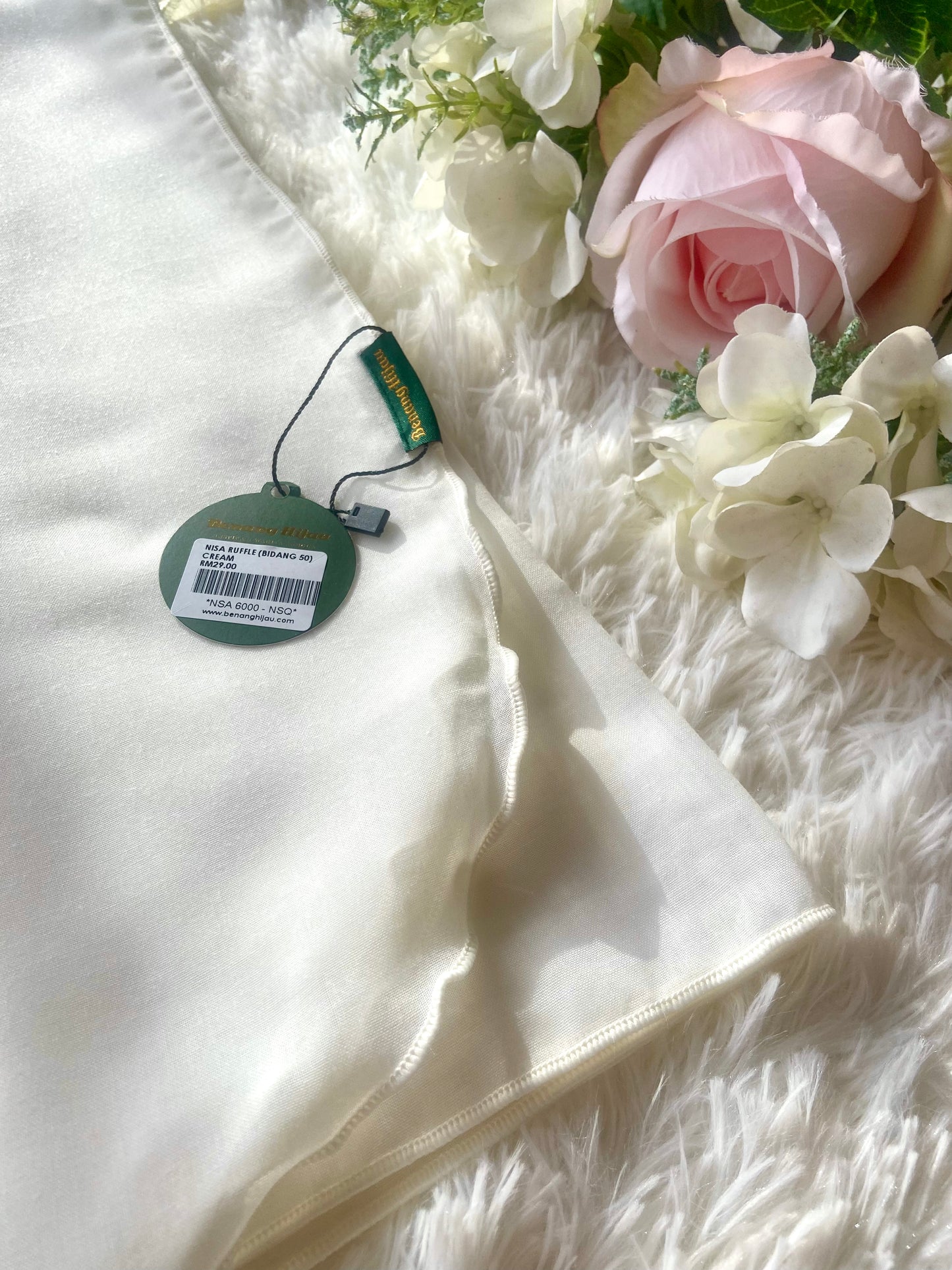 Tudung Bawal Nisa Ruffle - 11 Cream