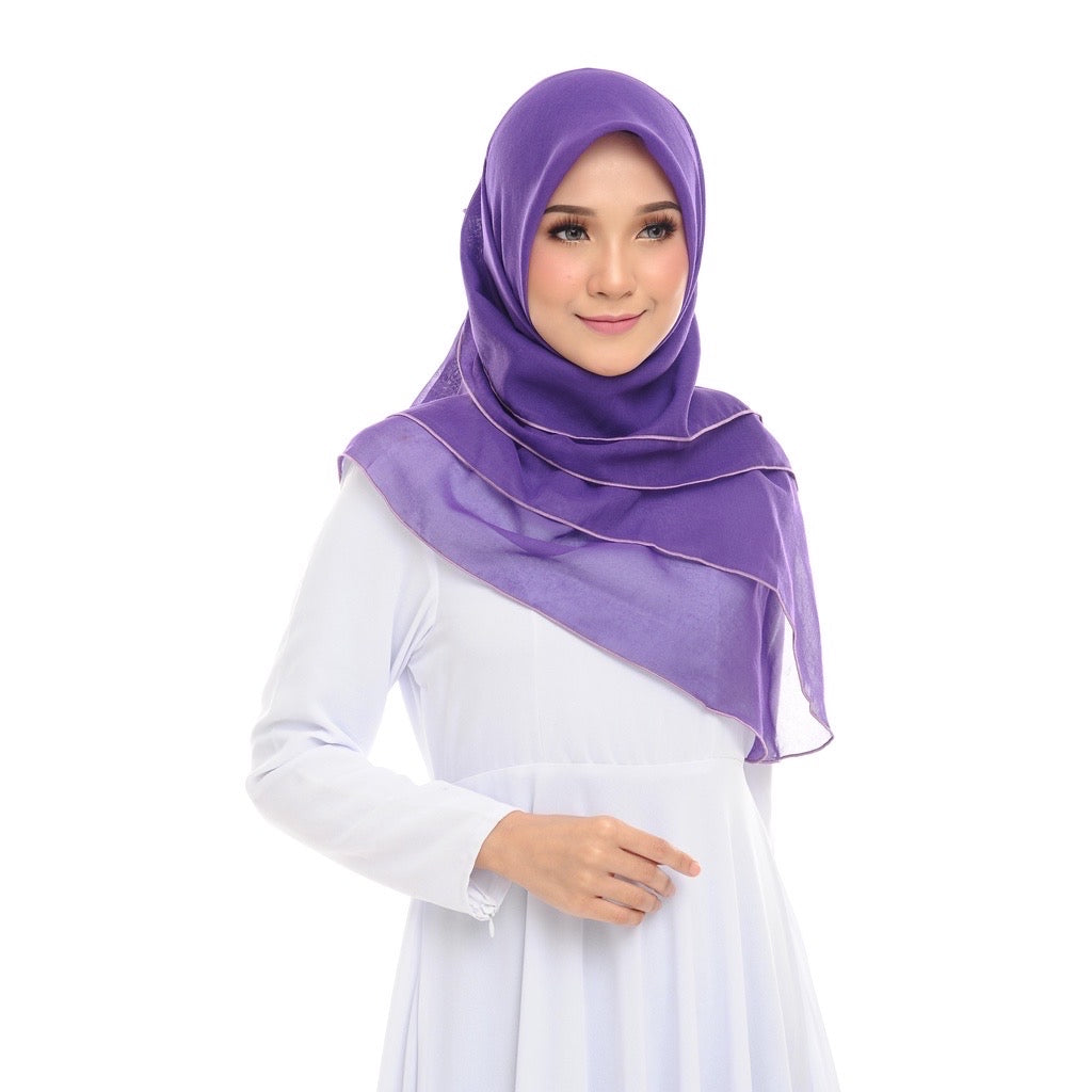 Tudung Bawal Maira Ruffle - Parachute Purple