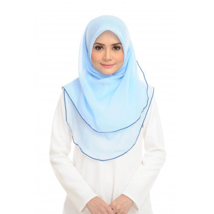 Tudung Bawal Maira Ruffle - Bluish Shades