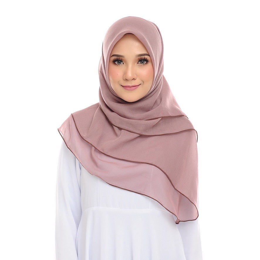 Tudung Bawal Maira Ruffle - Mauve