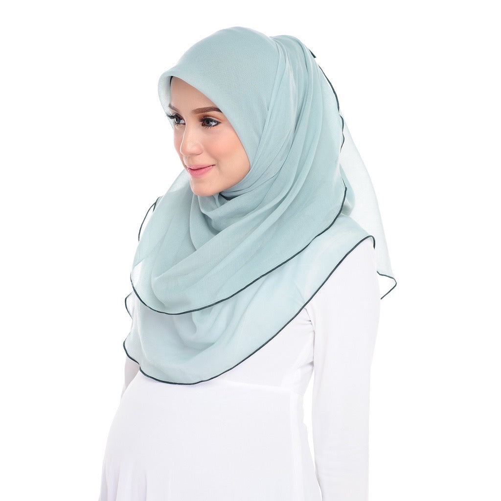 Tudung Bawal Maira Ruffle - Dusty Mint