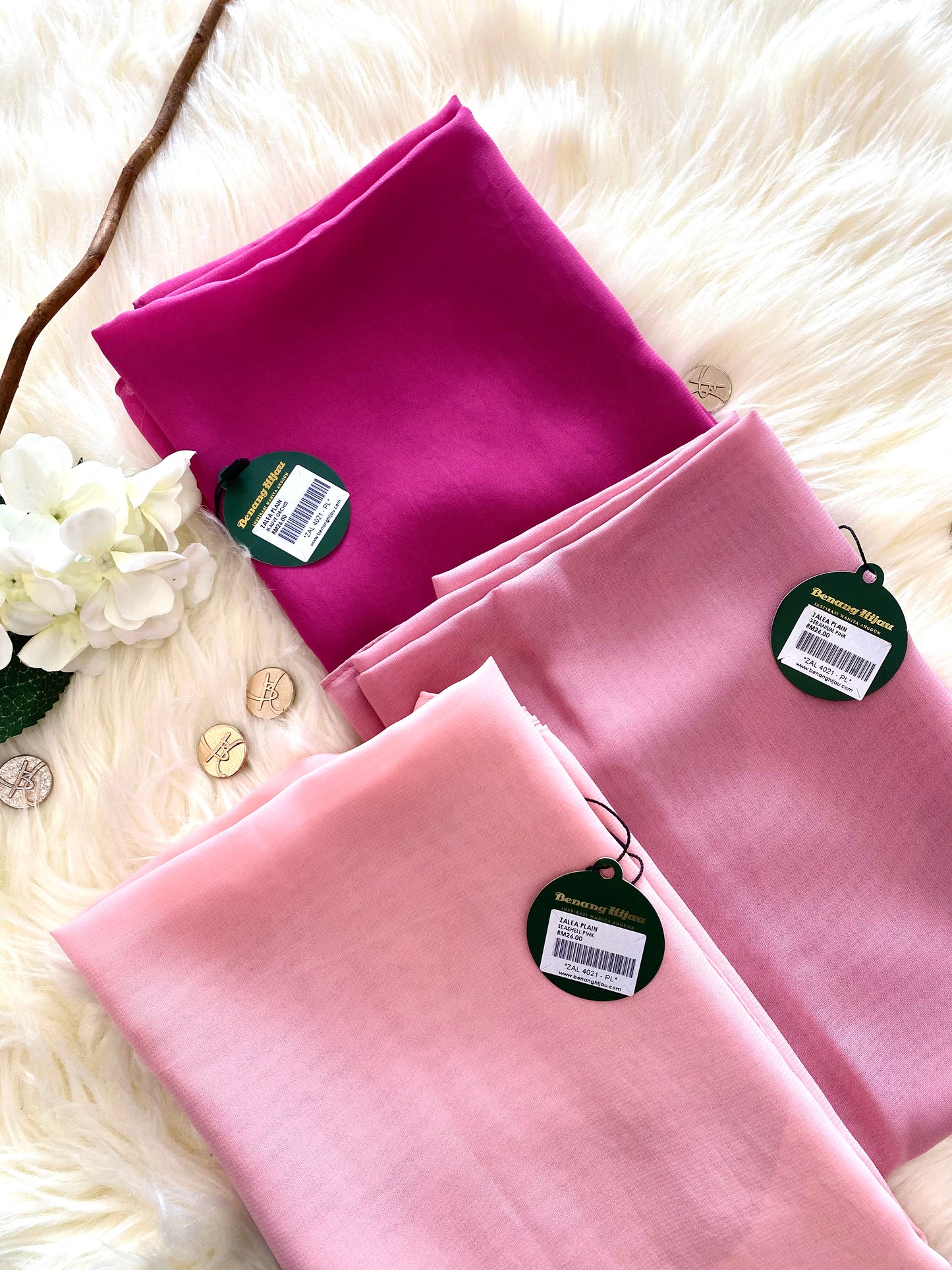 Tudung Bawal Zalea Square - Geranium Pink