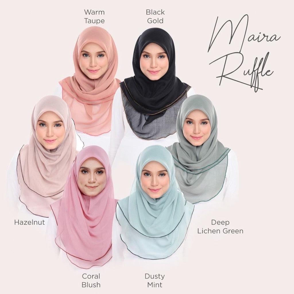 Tudung Bawal Maira Ruffle - Hazelnut