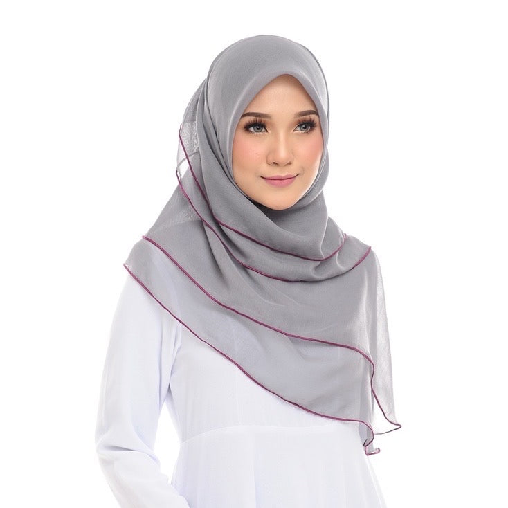 Tudung Bawal Maira Ruffle - Grey