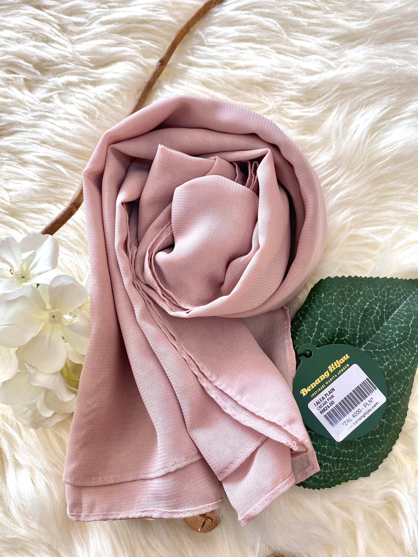 Tudung Bawal Zalea Square - 20 Cream Pink