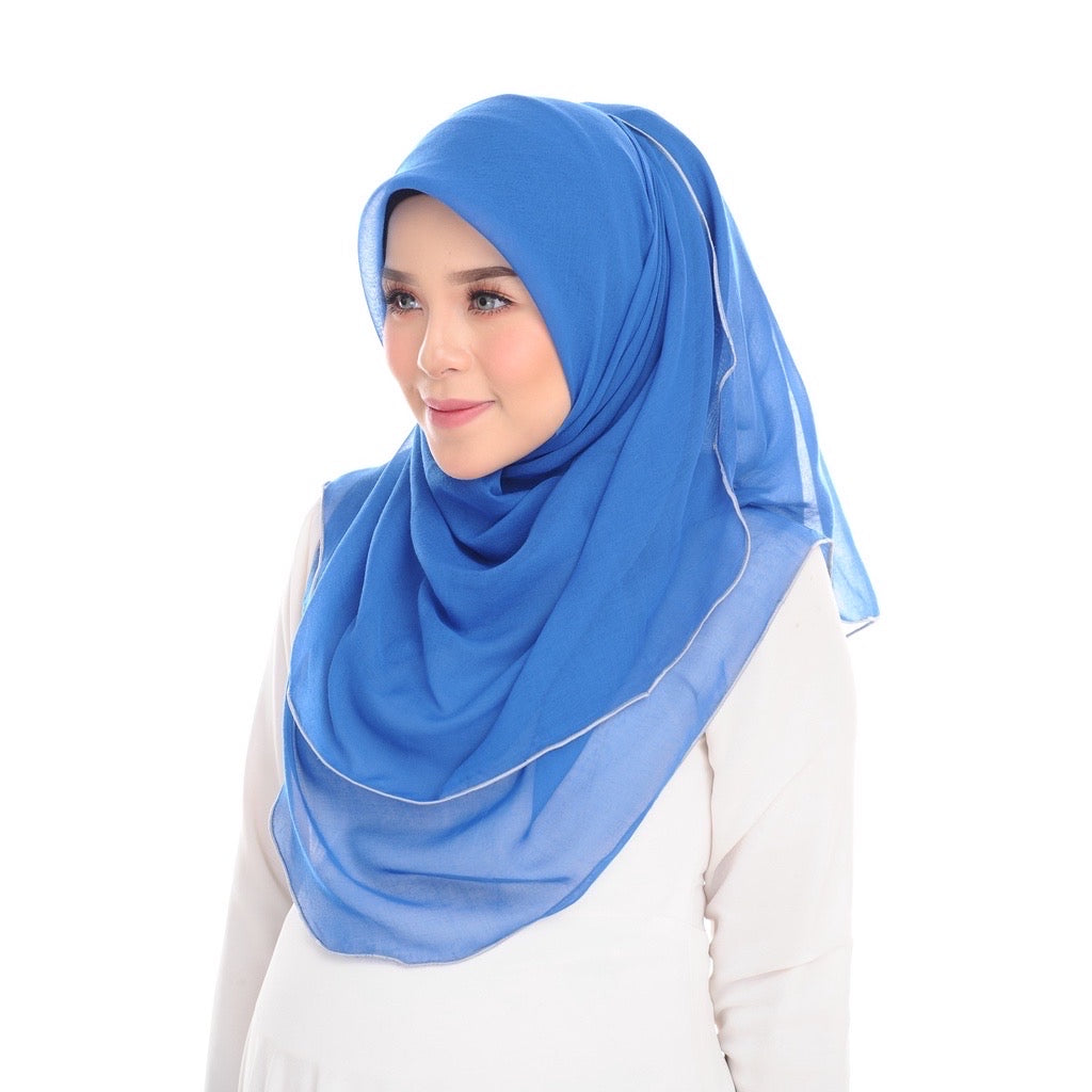 Tudung Bawal Maira Ruffle - Blue Quartz