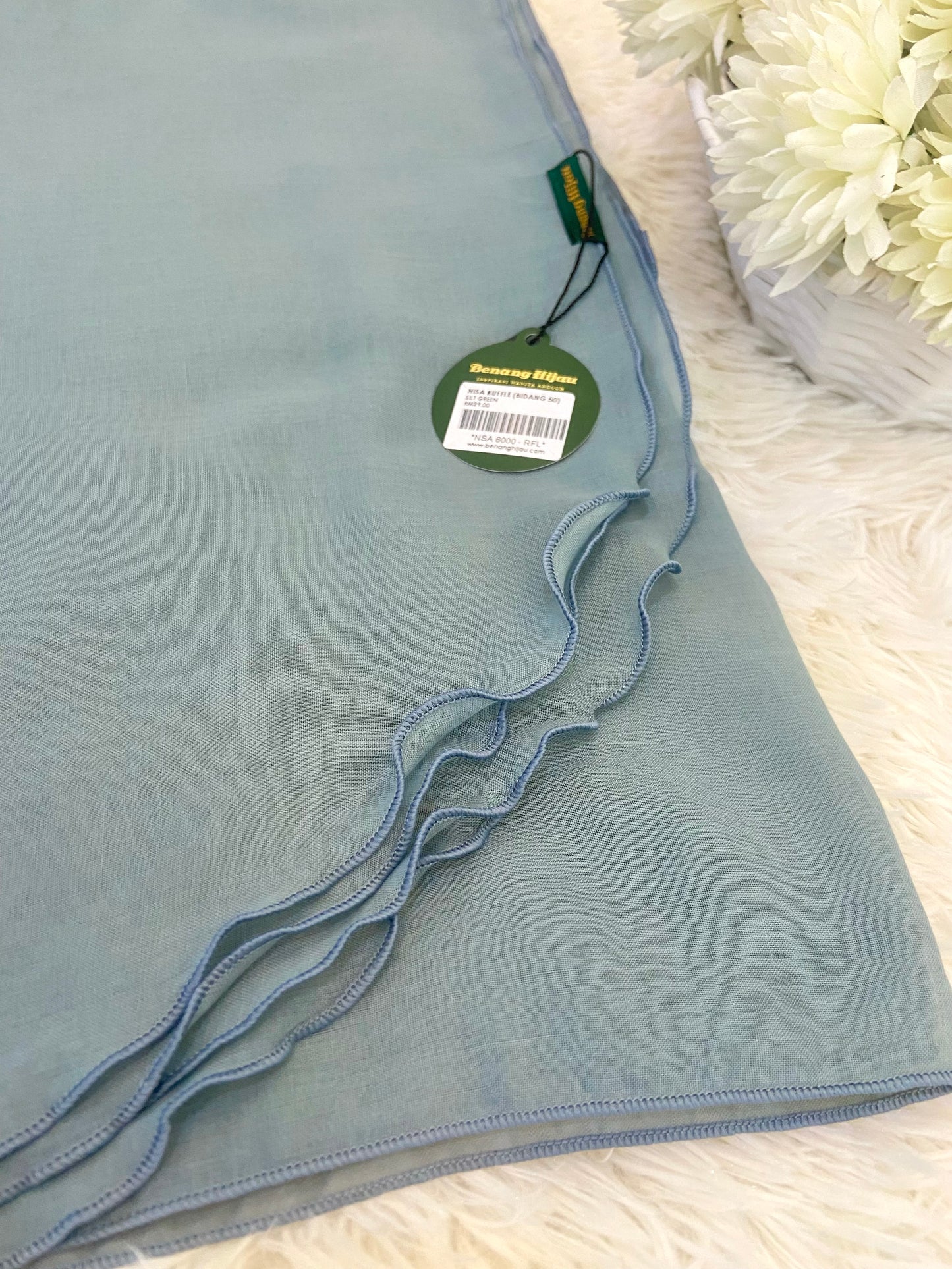 Tudung Bawal Nisa Ruffle - 56 Silt Green