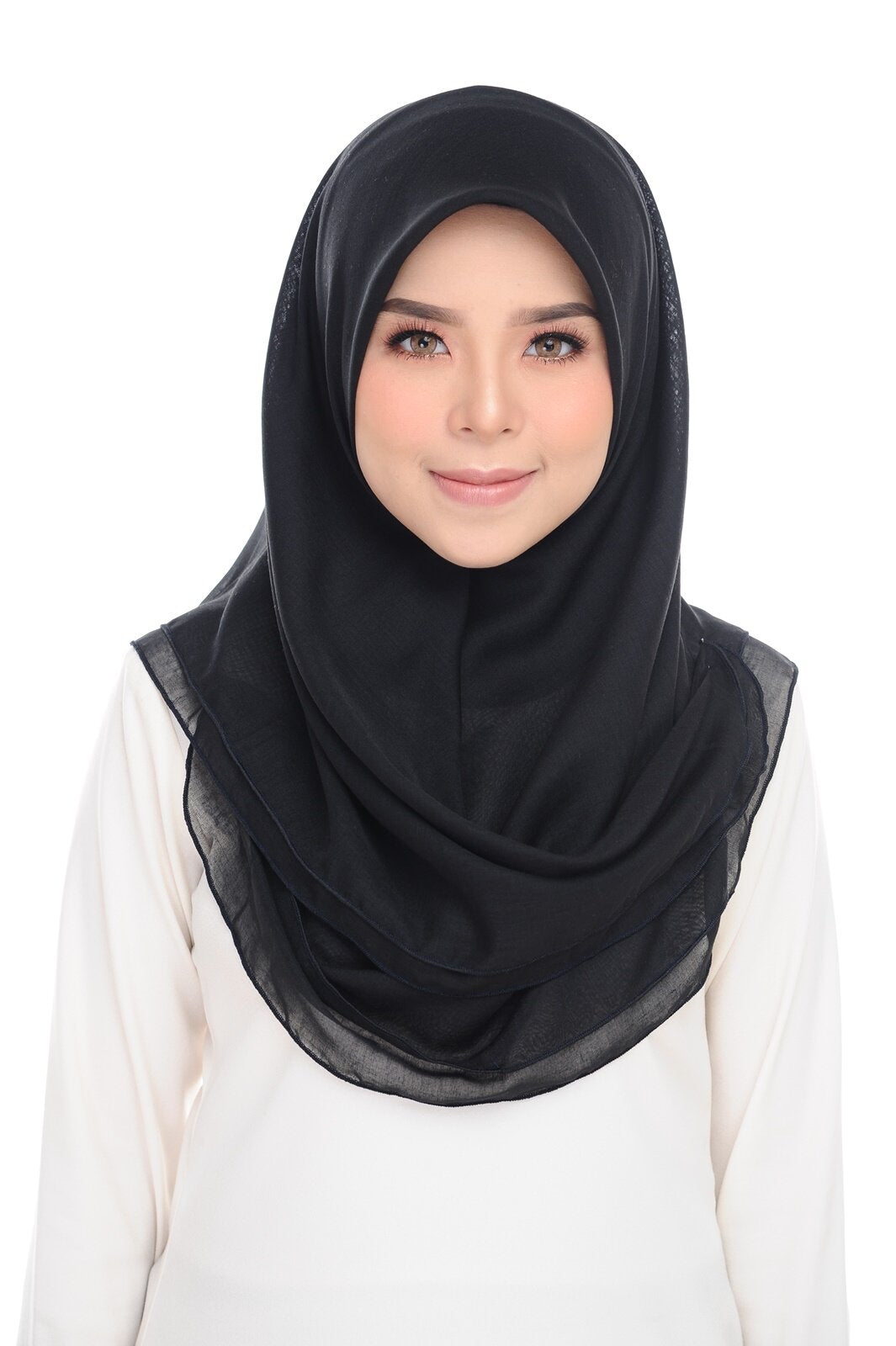 Tudung Bawal Maira Ruffle - Black