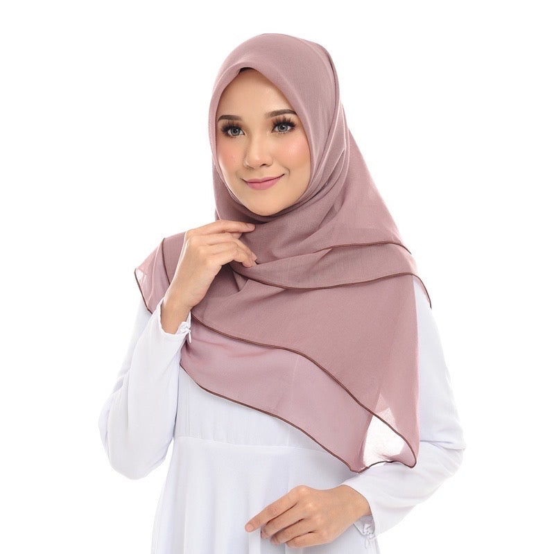 Tudung Bawal Maira Ruffle - Mauve