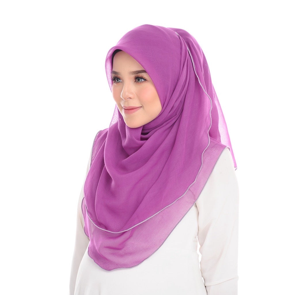 Tudung Bawal Maira Ruffle - Magenta Purple