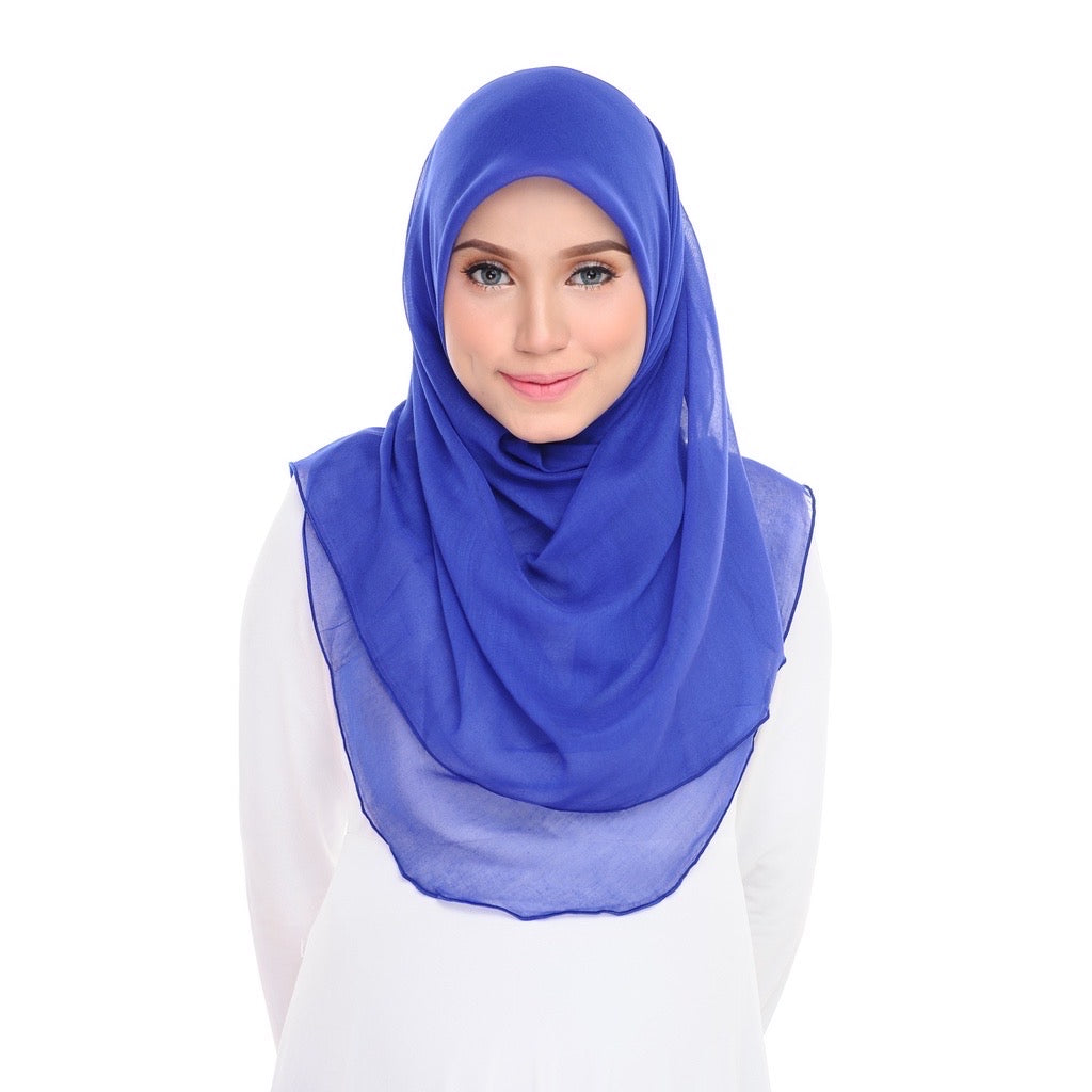 Tudung Bawal Maira Ruffle - Electric Blue