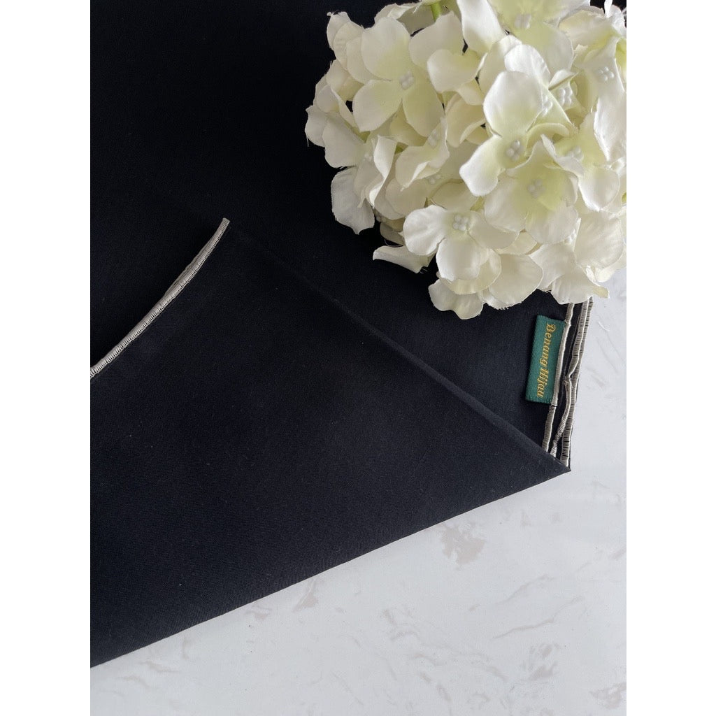 Tudung Bawal Maira Ruffle - Black Silver