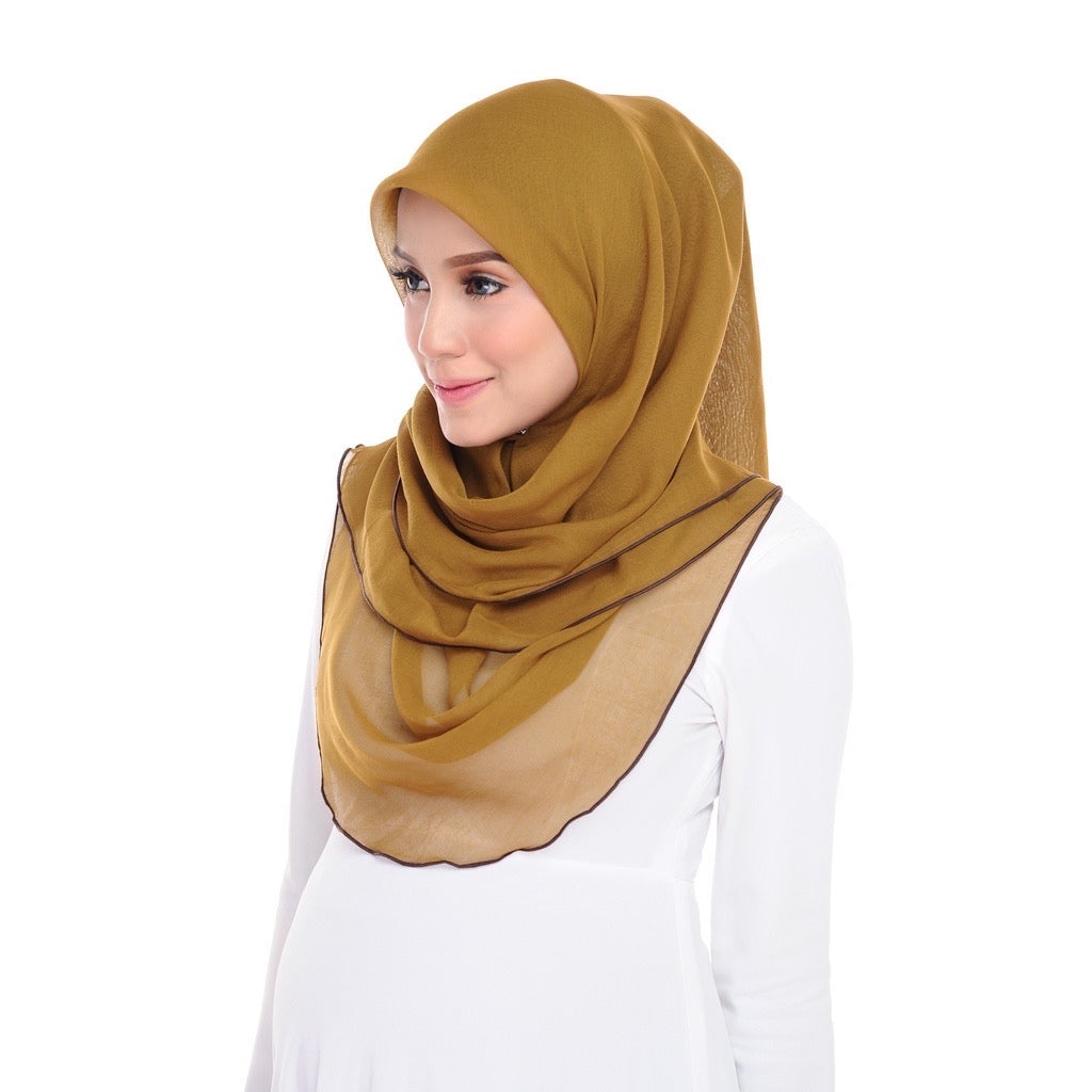 Tudung Bawal Maira Ruffle - Gold