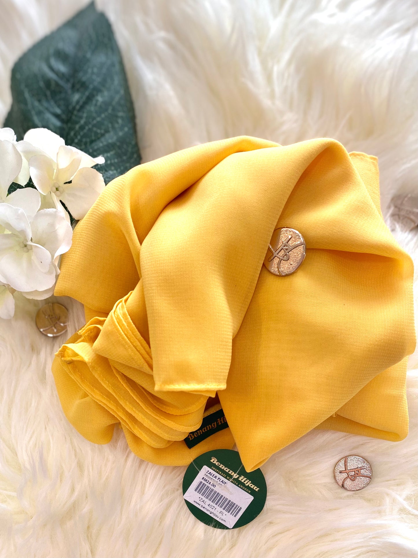 Tudung Bawal Zalea Square - 14 Primrose Yellow