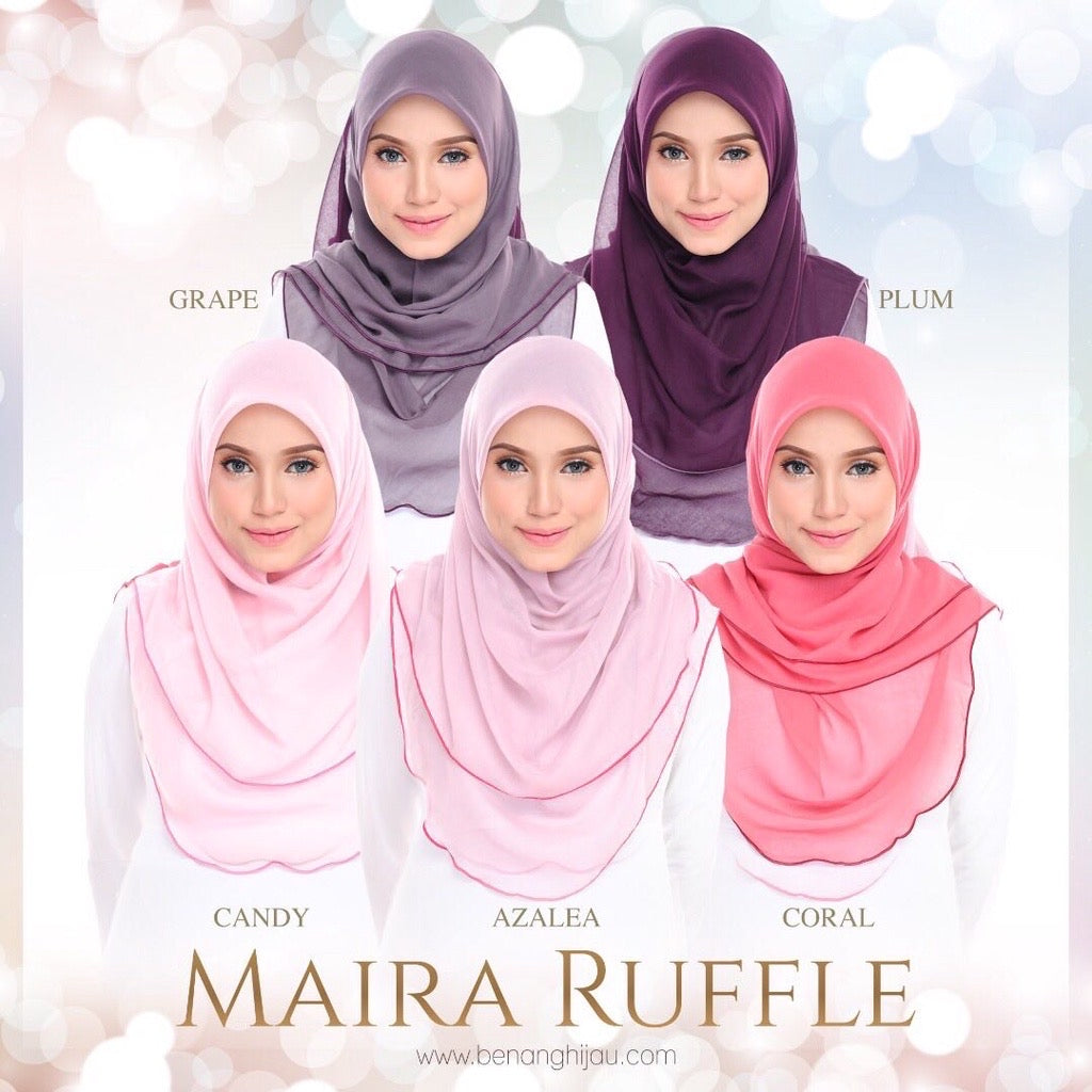 Tudung Bawal Maira Ruffle - Coral