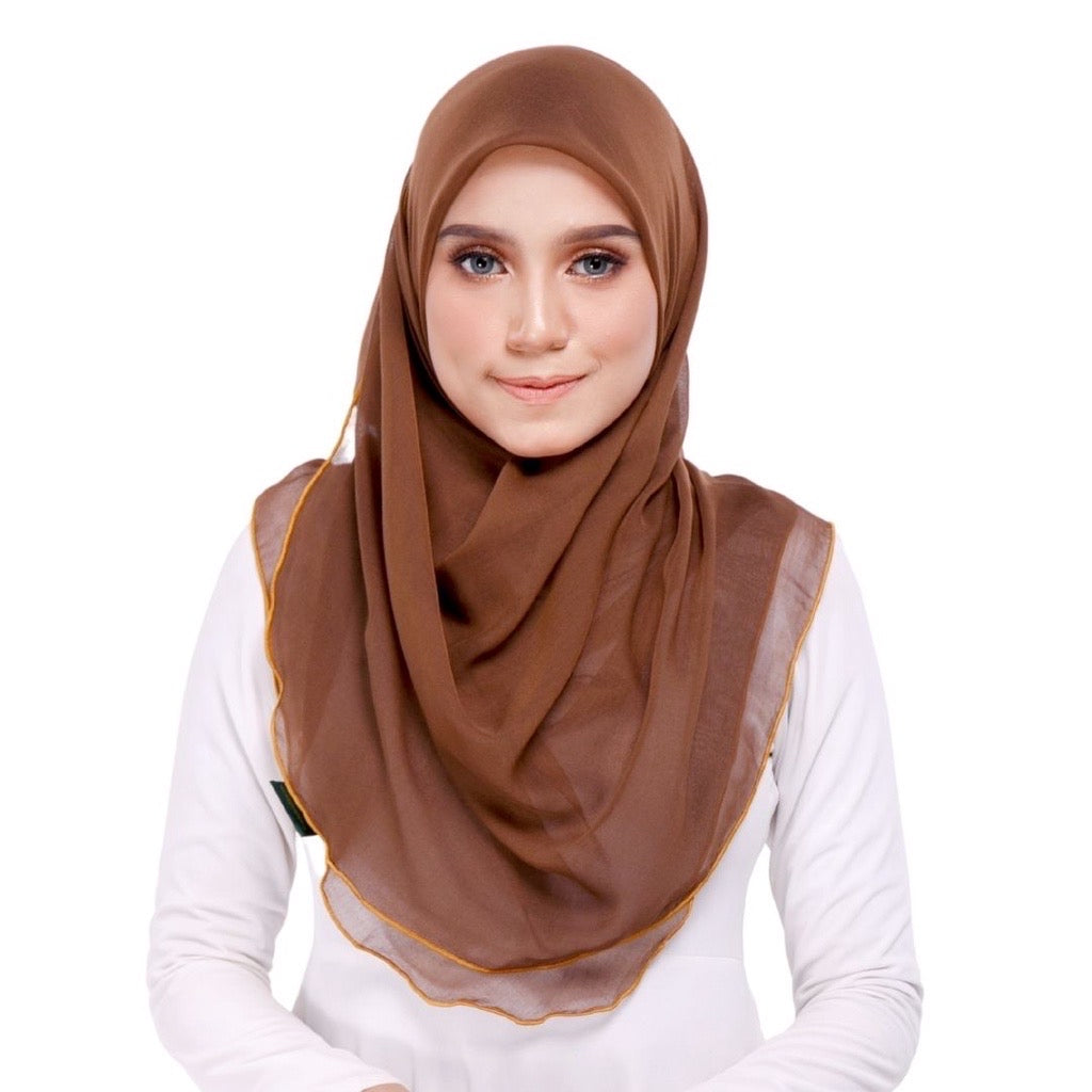 Tudung Bawal Maira Ruffle - Chocolate Chip