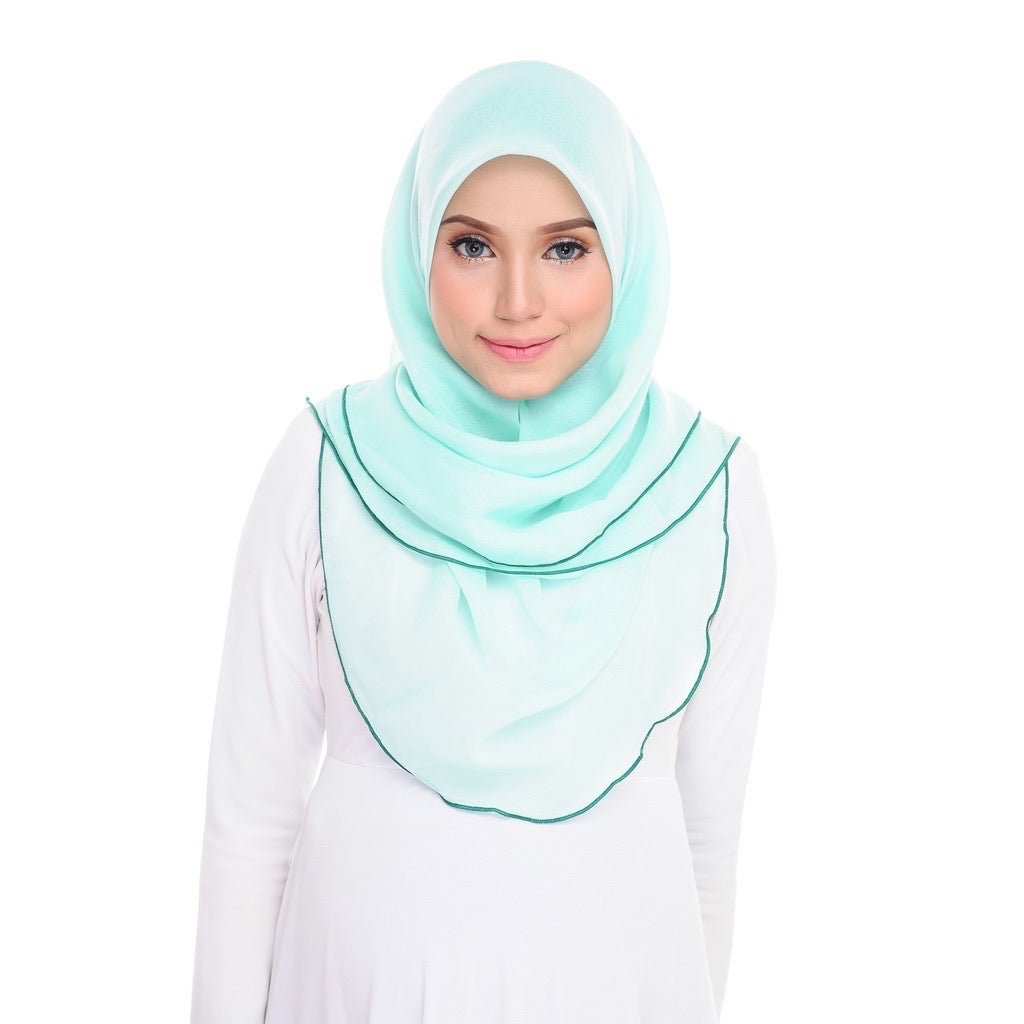 Tudung Bawal Maira Ruffle - Lucite Green