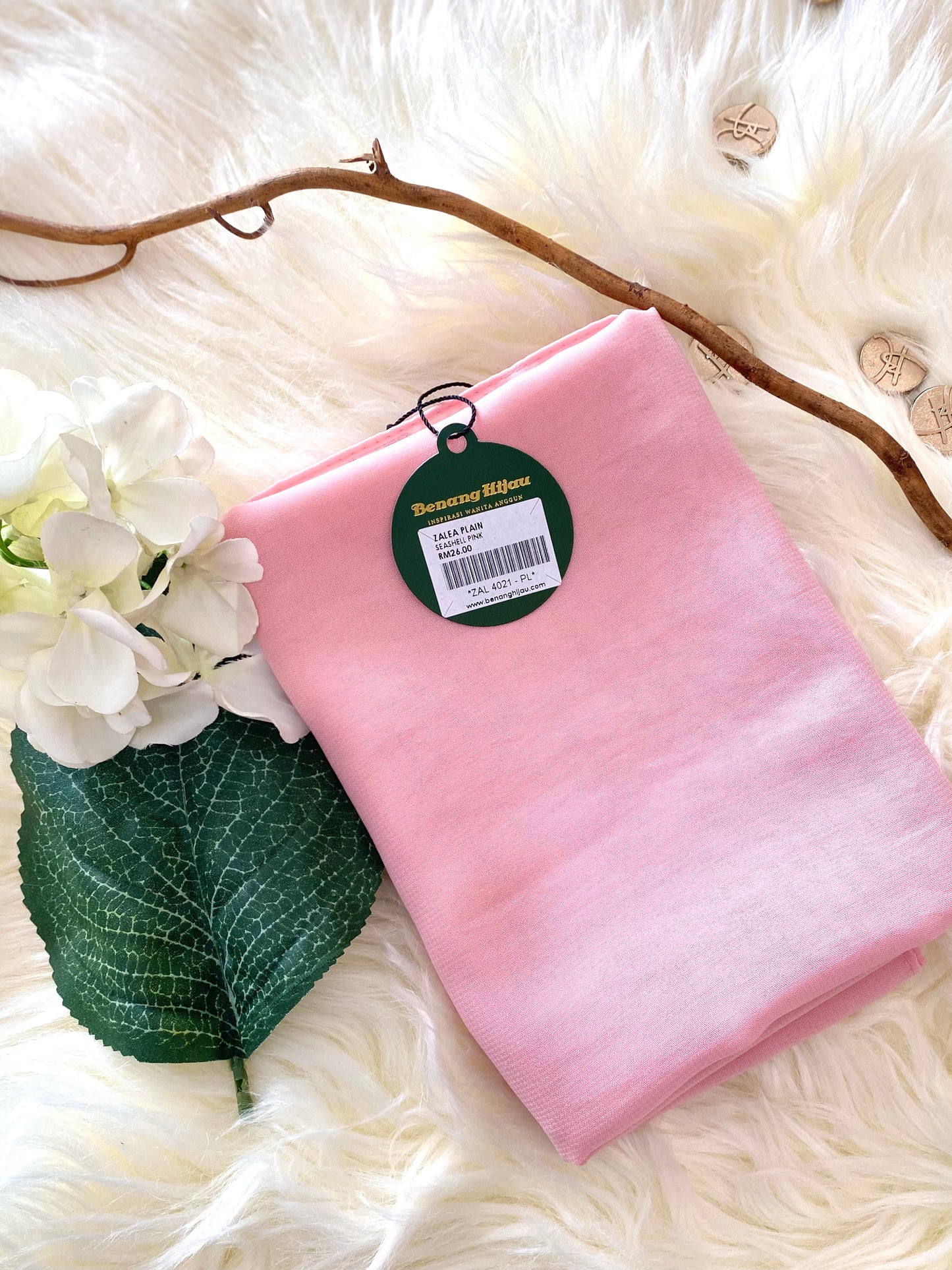 Tudung Bawal Zalea Square - 22 Seashell Pink