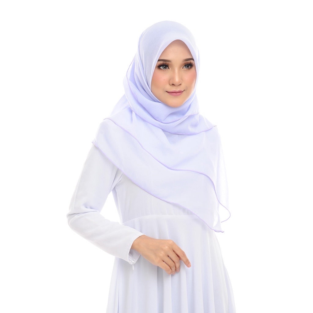 Tudung Bawal Maira Ruffle - Snow