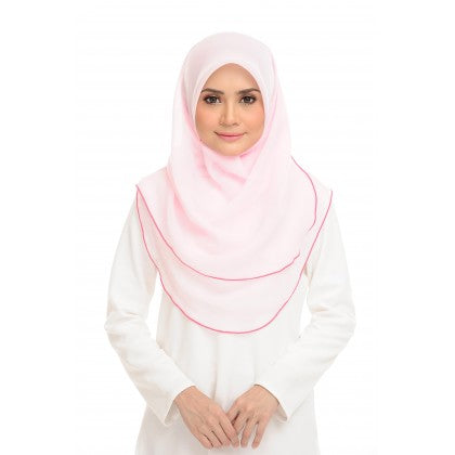 Tudung Bawal Maira Ruffle - Pinky Shades