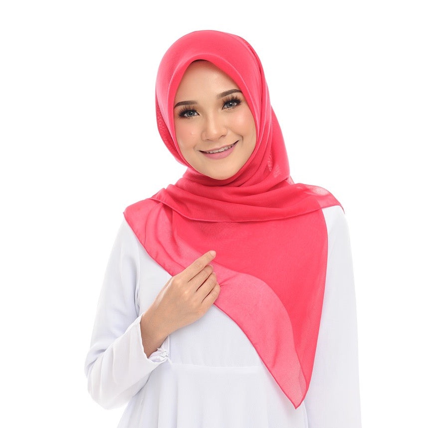 Tudung Bawal Maira Square - Rose Red