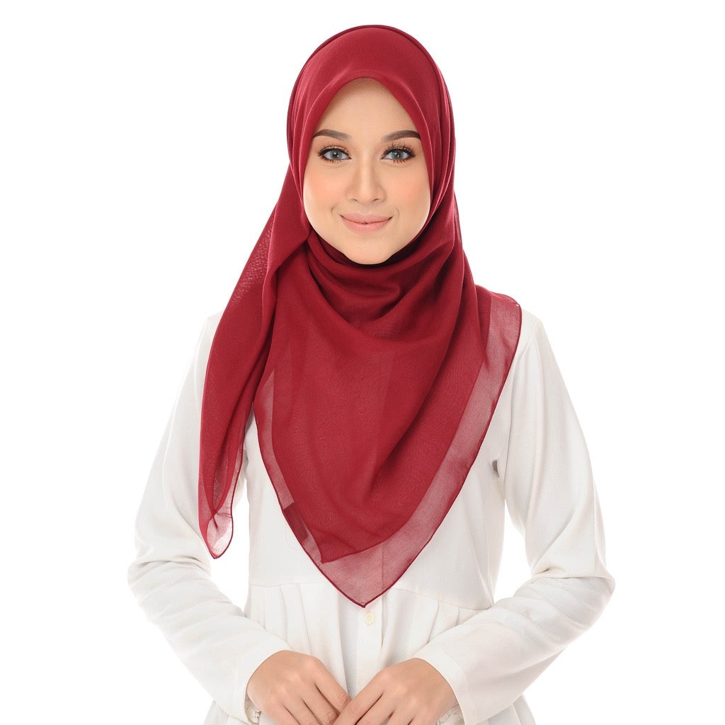 Tudung Bawal Maira Square - Cherry Red