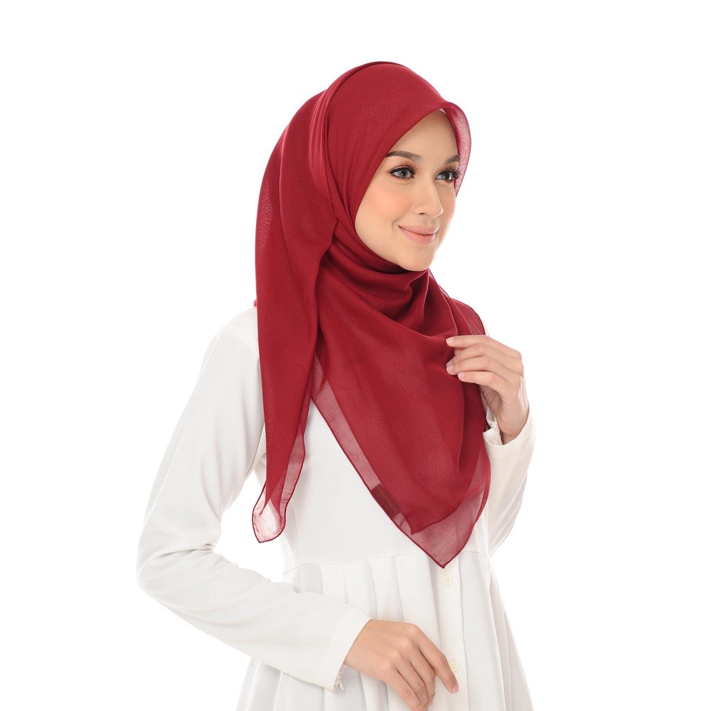 Tudung Bawal Maira Square - Cherry Red