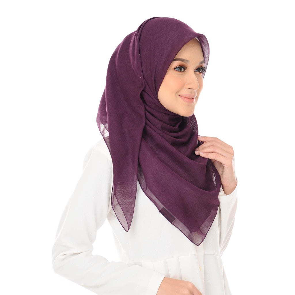 Tudung Bawal Maira Square - Plum
