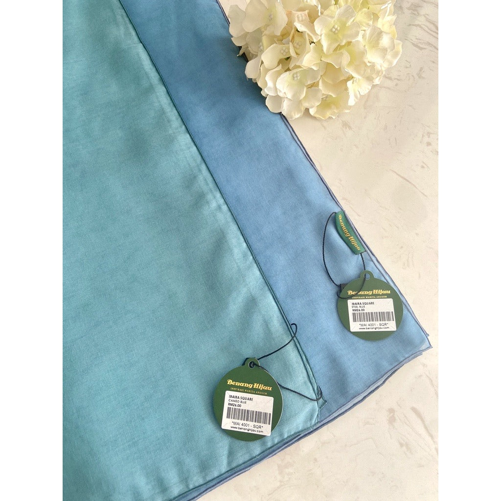 Tudung Bawal Maira Square - Cameo Blue
