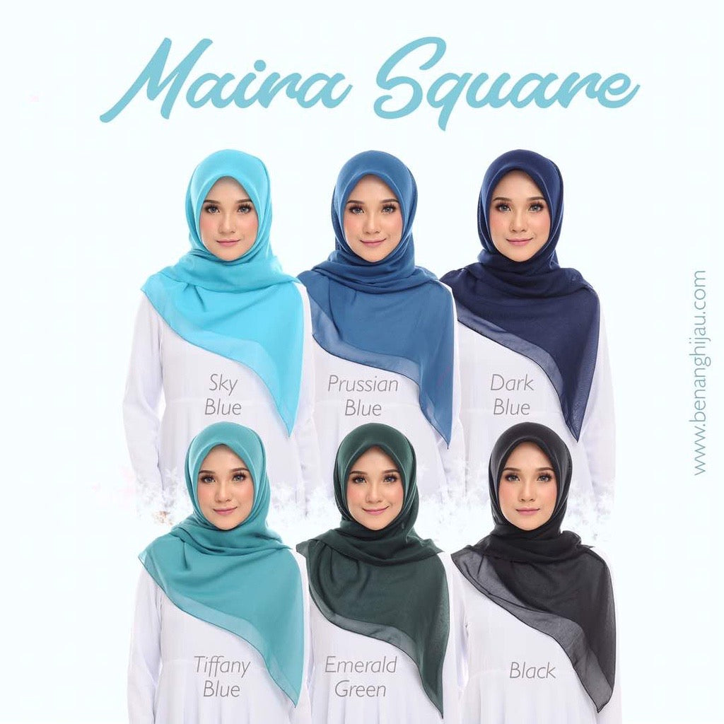 Tudung Bawal Maira Square - Prussian Blue