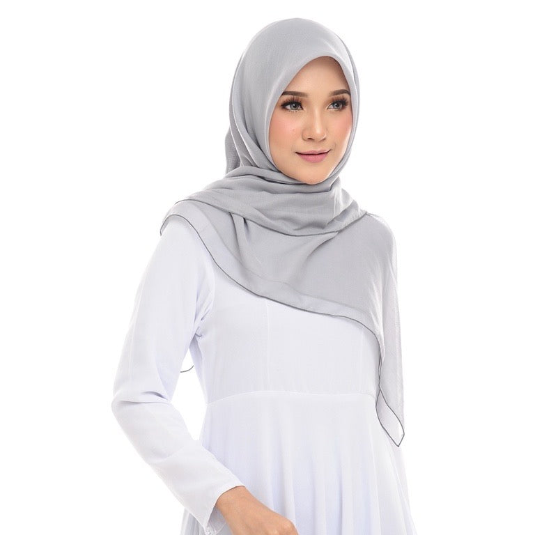 Tudung Bawal Maira Square - Cloud Grey
