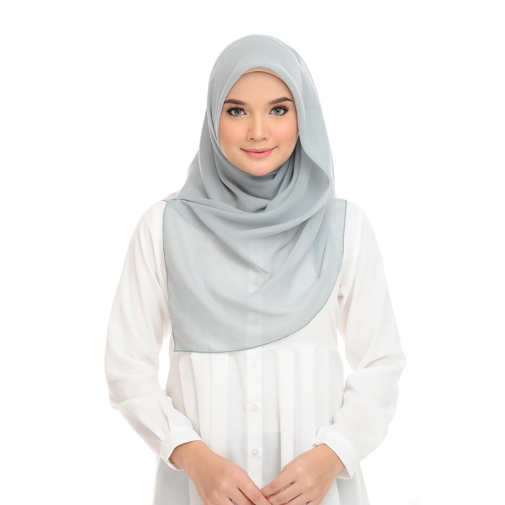 Tudung Bawal Maira Square - Aqua Grey