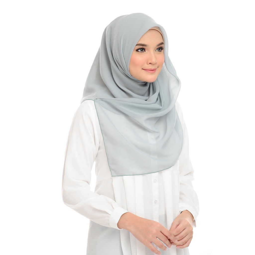 Tudung Bawal Maira Square - Aqua Grey