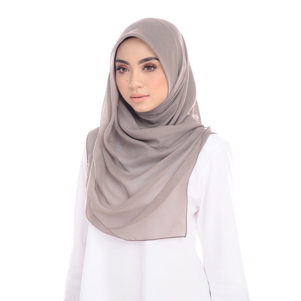 Tudung Bawal Maira Square - Taupe Grey
