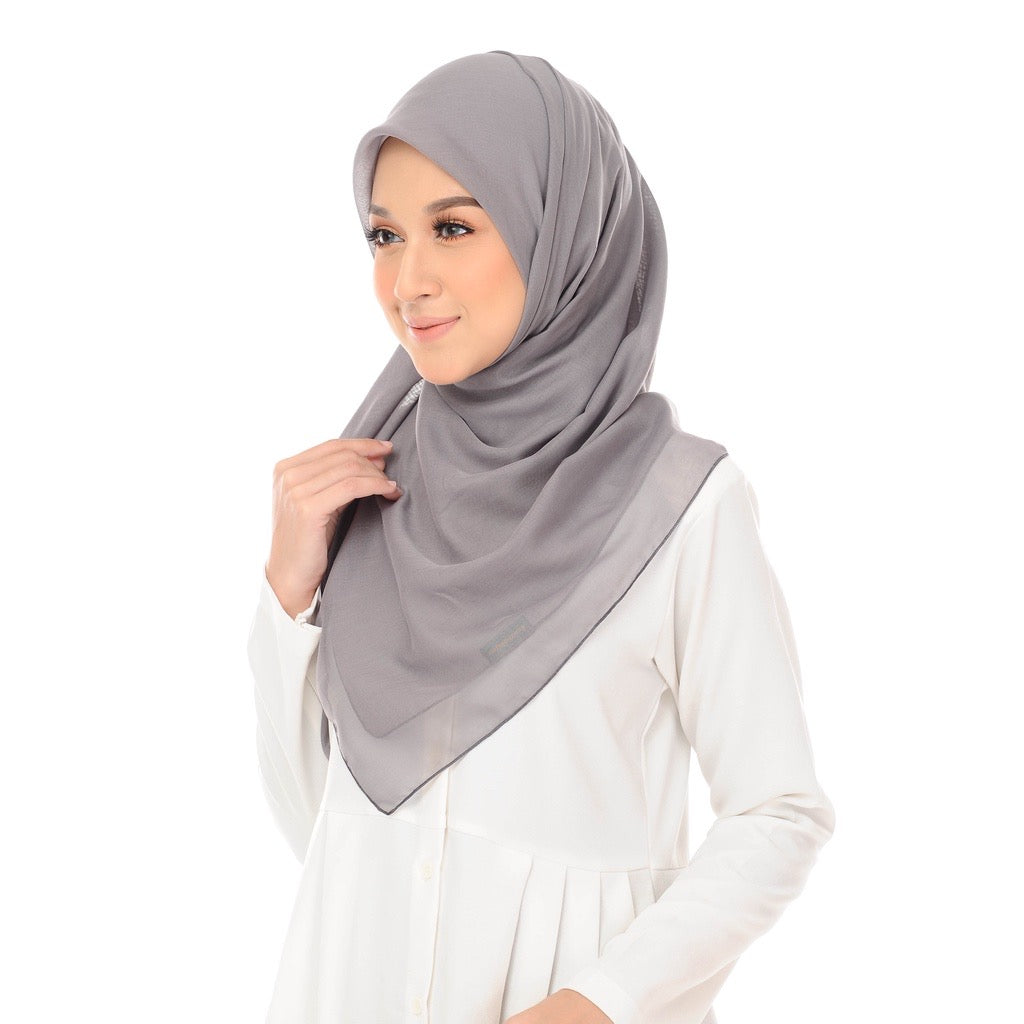 Tudung Bawal Maira Square - Neutral Grey