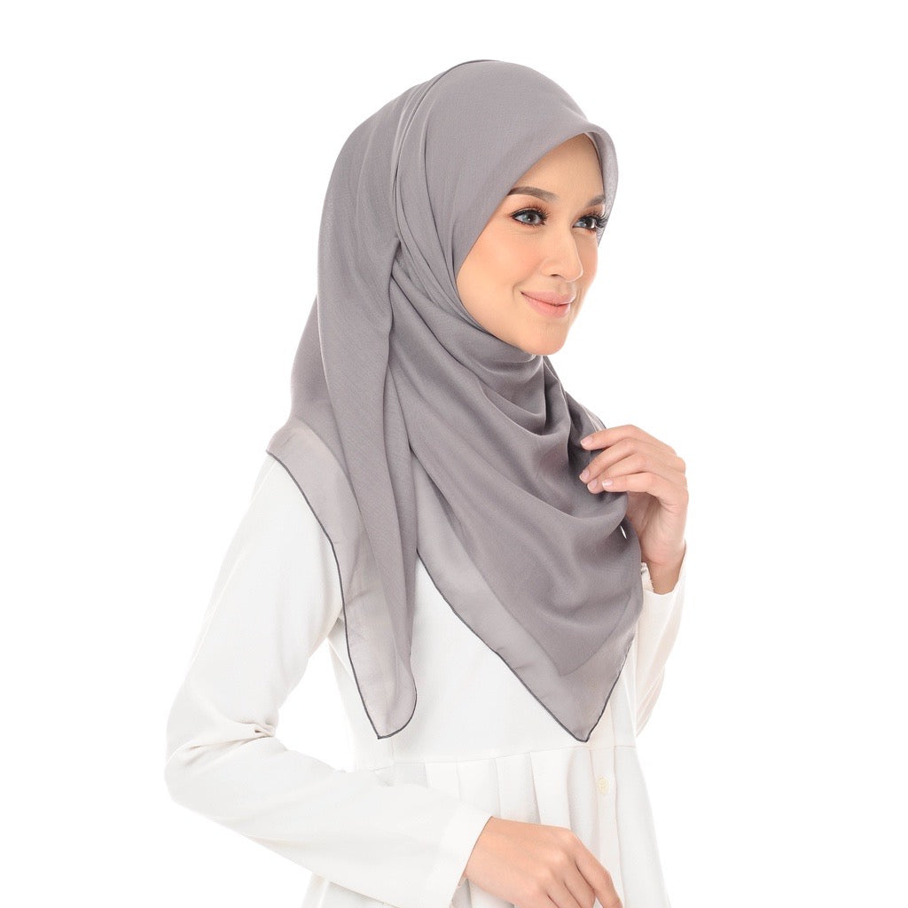 Tudung Bawal Maira Square - Neutral Grey