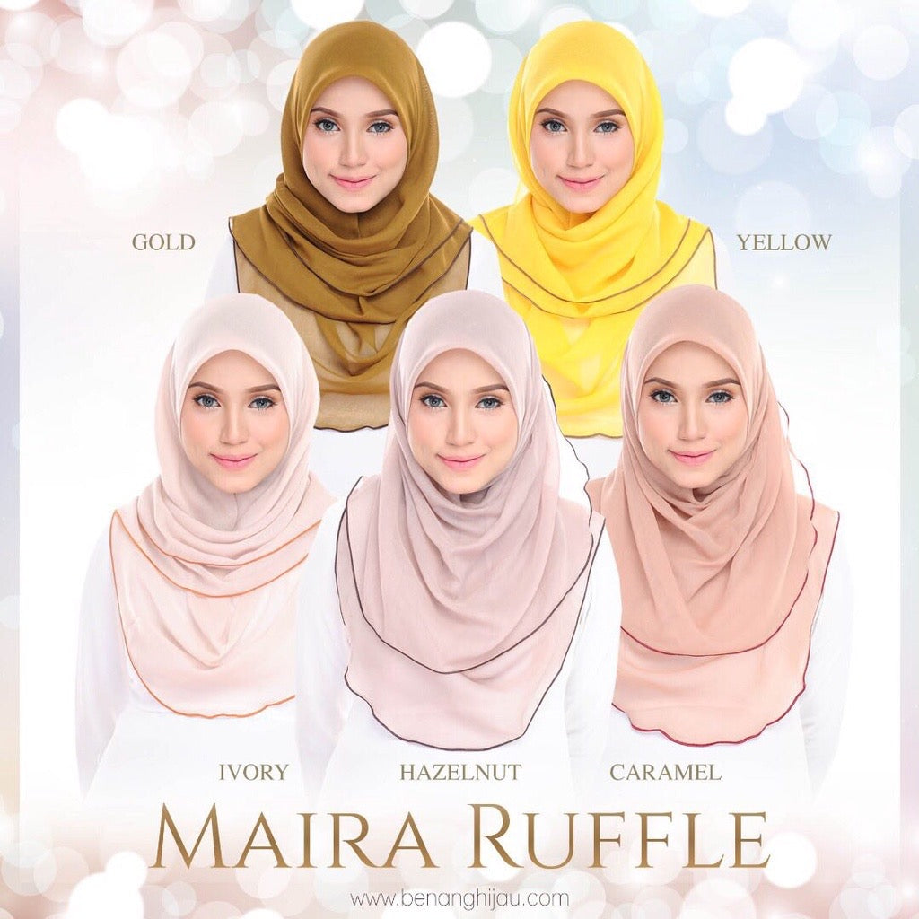 Tudung Bawal Maira Ruffle - Ivory