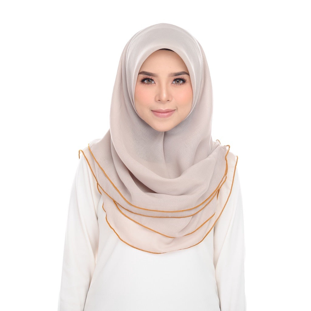 Tudung Bawal Maira Ruffle - Sand Grey I