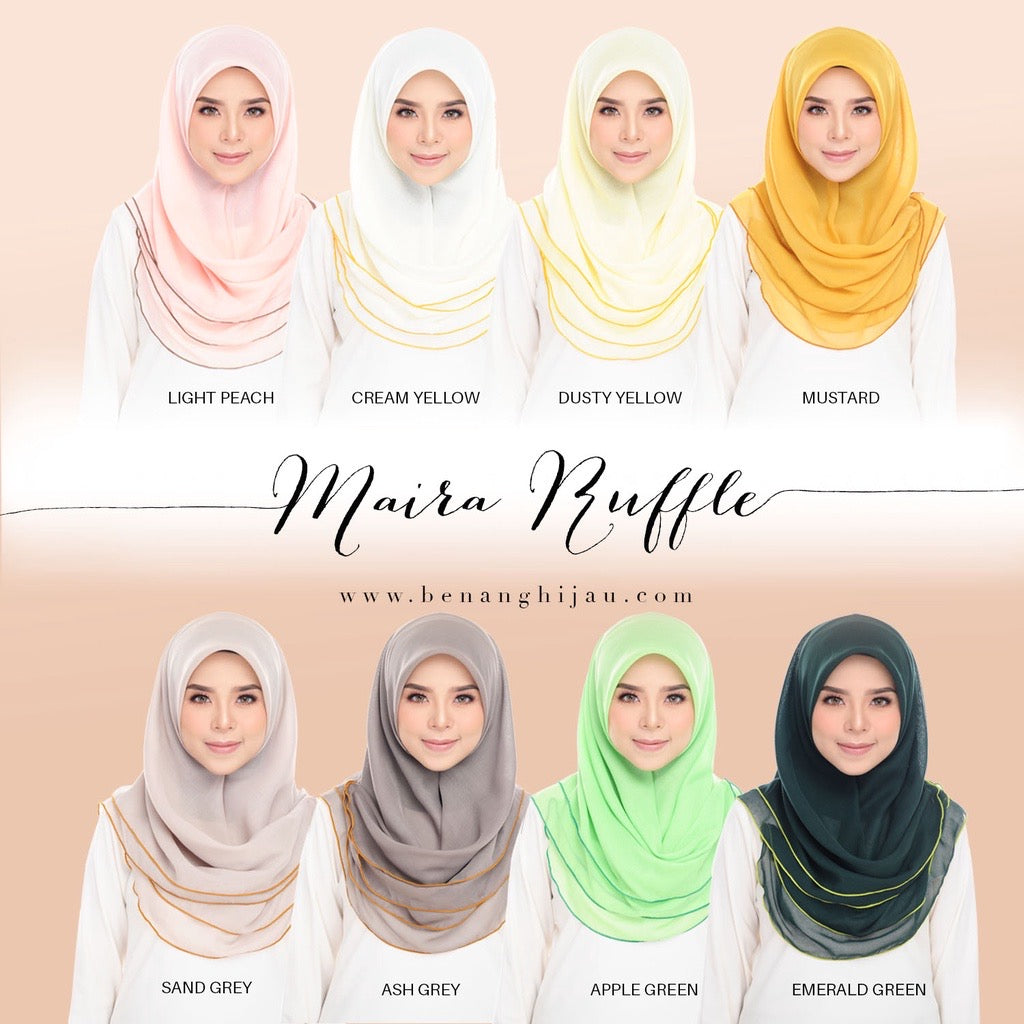 Tudung Bawal Maira Ruffle - Sand Grey I