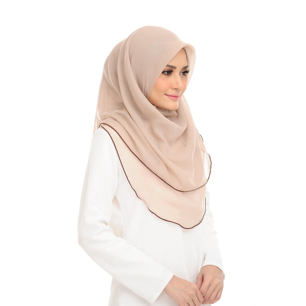 Tudung Bawal Maira Ruffle - Sandshell