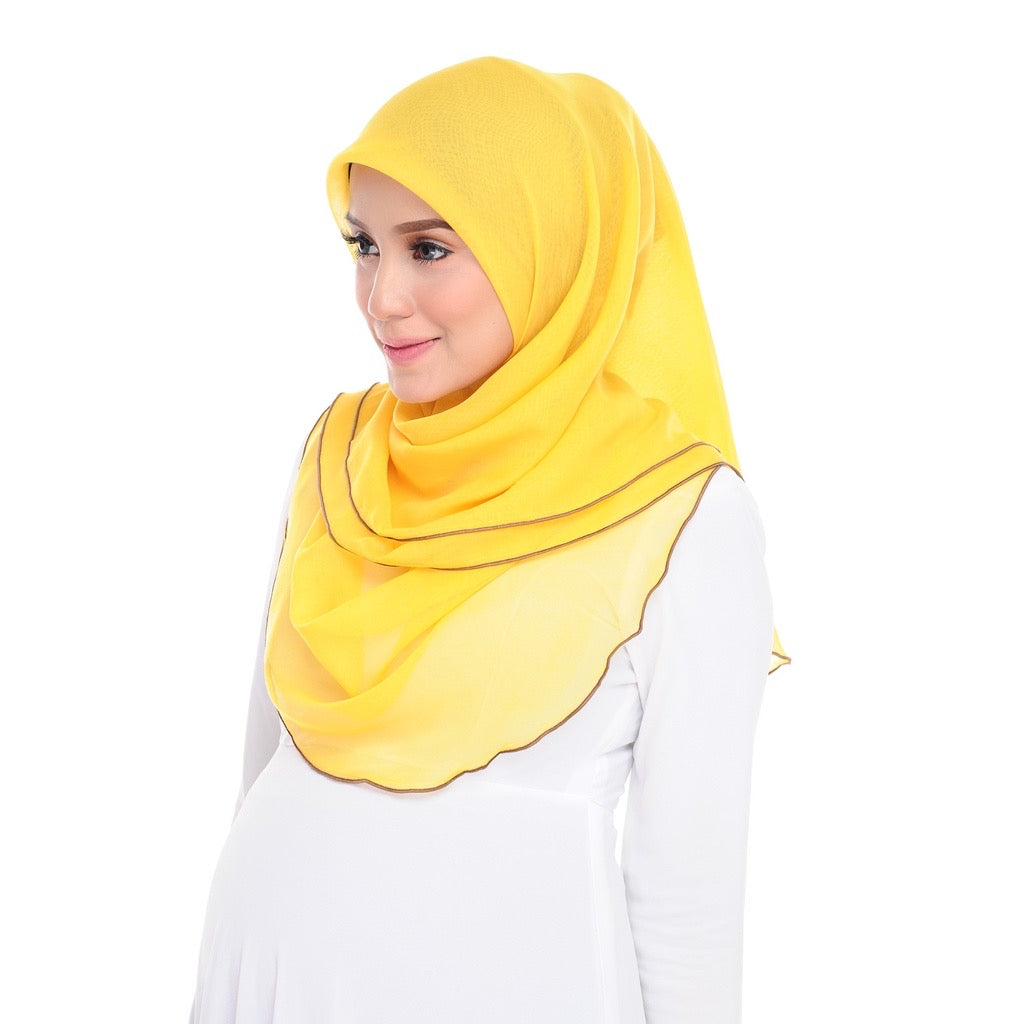 Tudung Bawal Maira Ruffle - Yellow