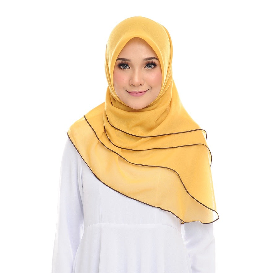 Tudung Bawal Maira Ruffle - Mustard
