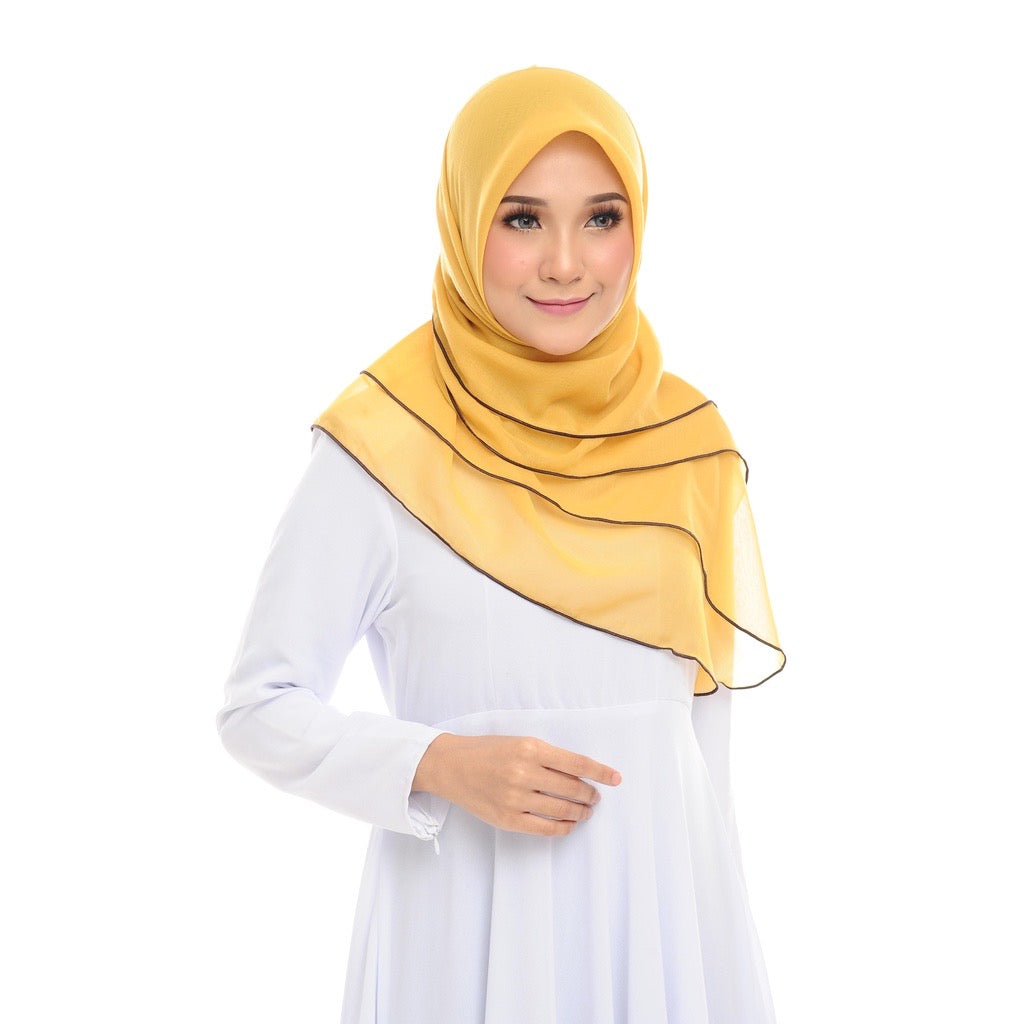 Tudung Bawal Maira Ruffle - Mustard
