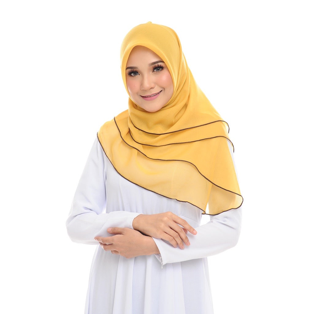 Tudung Bawal Maira Ruffle - Mustard