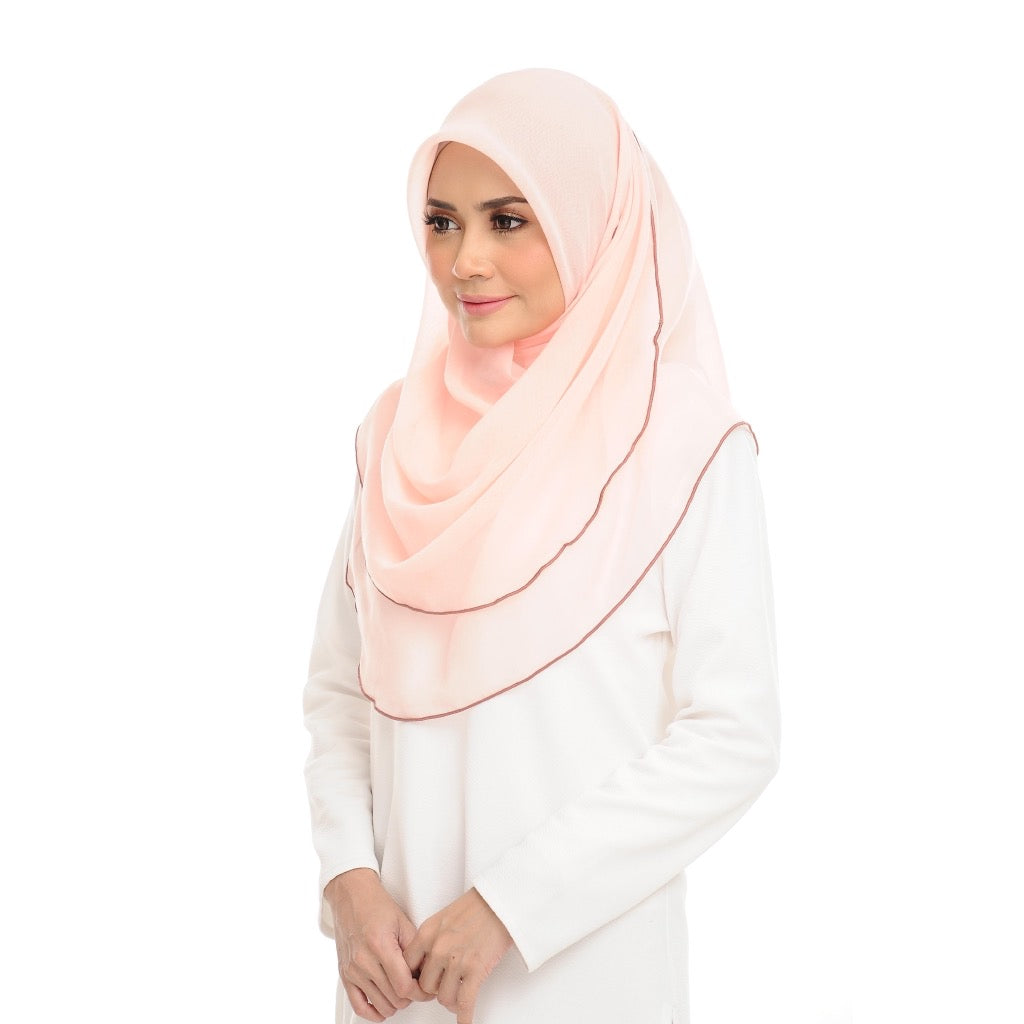 Tudung Bawal Maira Ruffle - Pale Peach