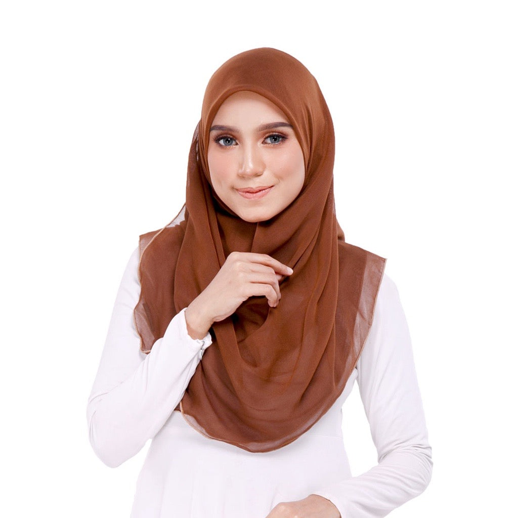 Tudung Bawal Maira Ruffle - Chocolate Brown