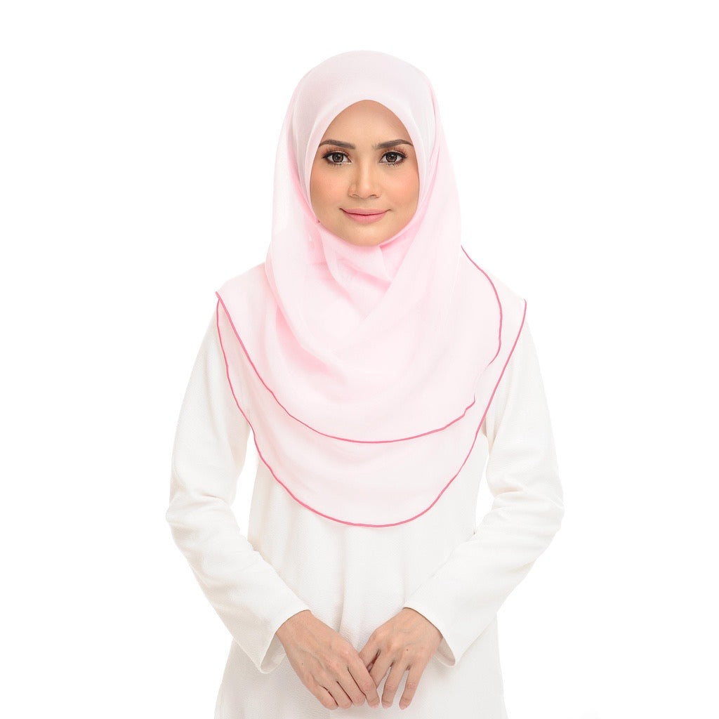 Tudung Bawal Maira Ruffle - Heavenly Pink